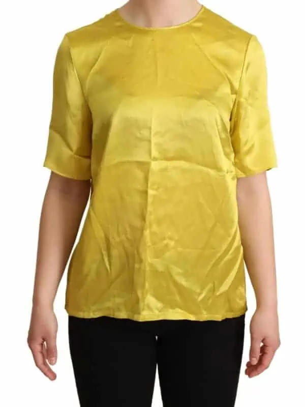 Dolce & Gabbana Yellow Silk Short Sleeve Blouse T-shirt