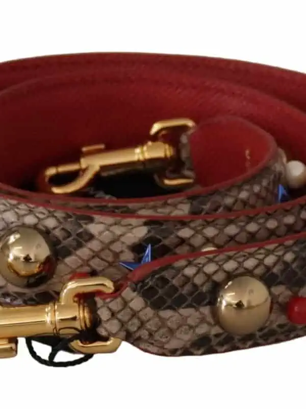 Dolce & Gabbana Brown Python Leather Studded Shoulder Strap