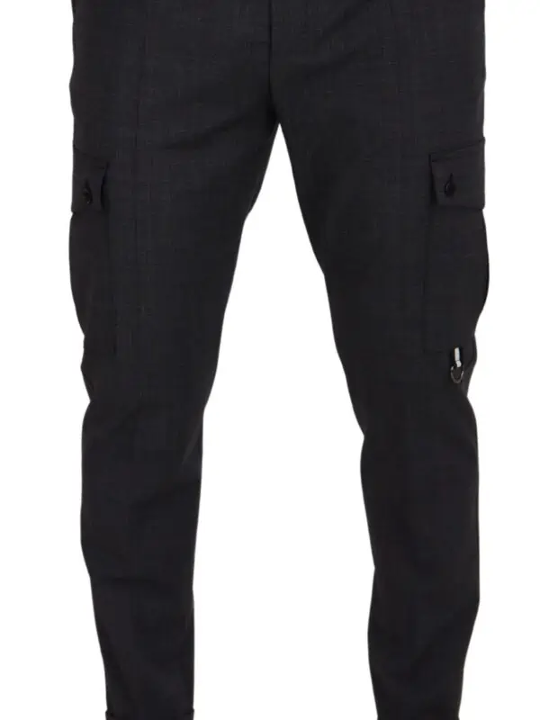 Dolce & Gabbana Gray Checked Cargo Trousers Stretch Pants