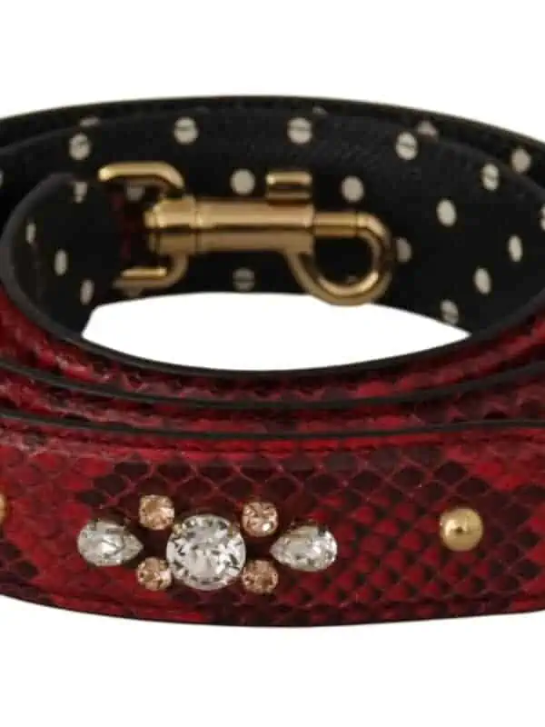 Dolce & Gabbana Red Python Leather Crystals Reversible Shoulder Strap