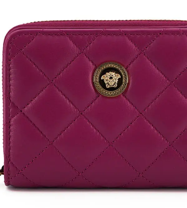 Versace Elegant Purple Quilted Leather Wallet