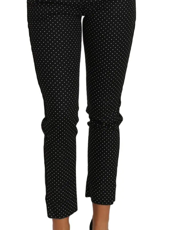 Dolce & Gabbana Black Dress Polka Dot Cropped Straight Pants