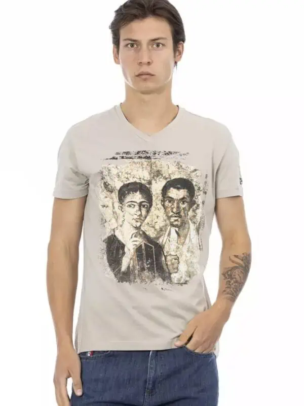 Trussardi Action Beige Cotton Men T-Shirt