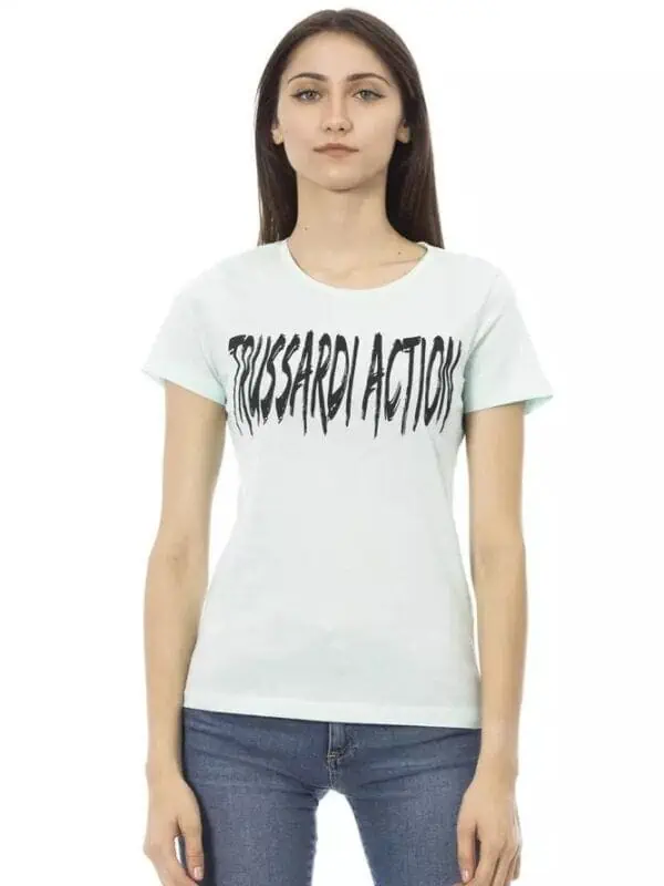 Trussardi Action Light Blue Cotton Women T-Shirt
