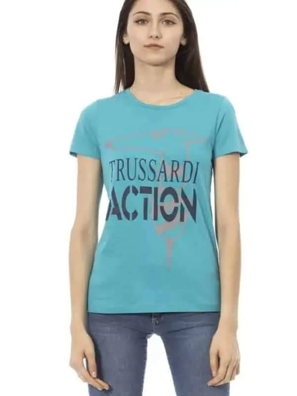 Trussardi Action Light Blue Cotton Women T-Shirt