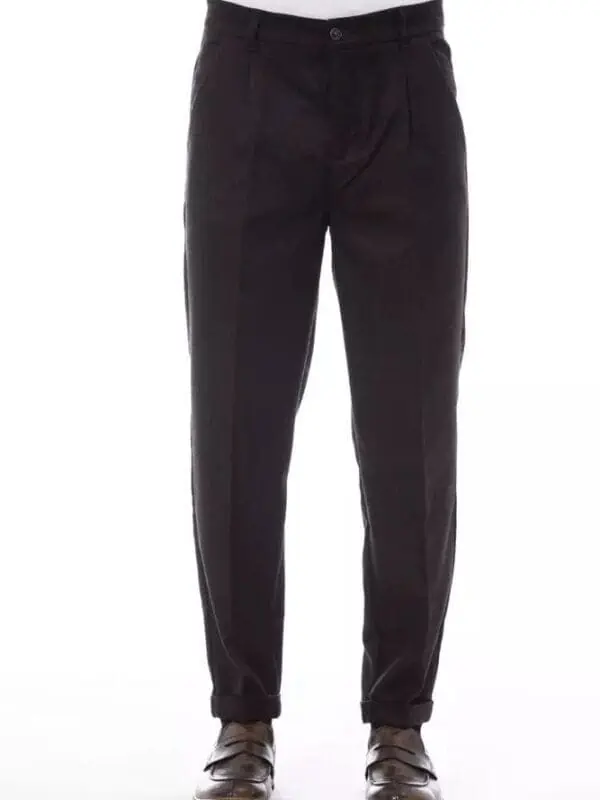 Alpha Studio Brown Wool Men Pant