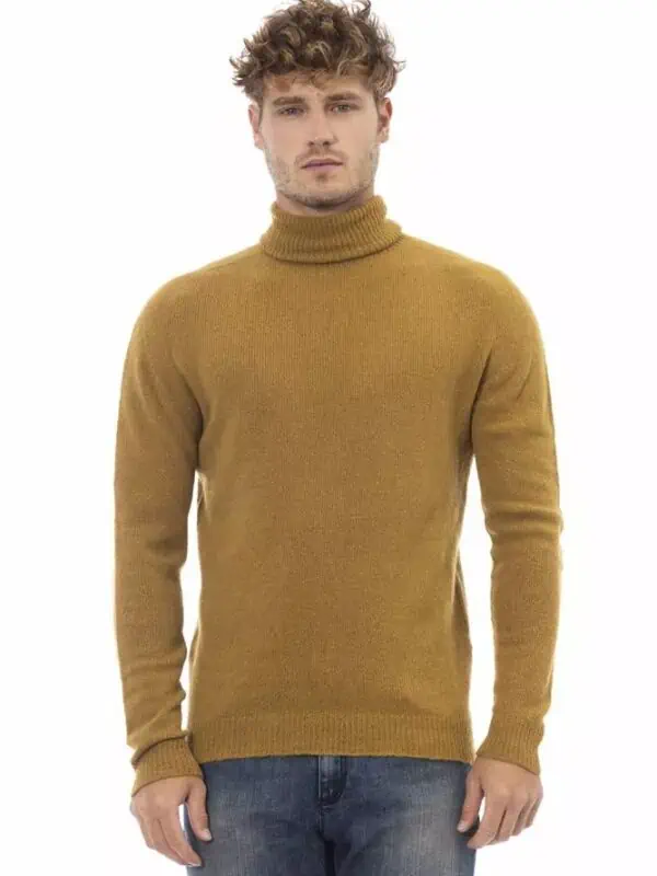 Alpha Studio Brown Alpaca Men Sweater