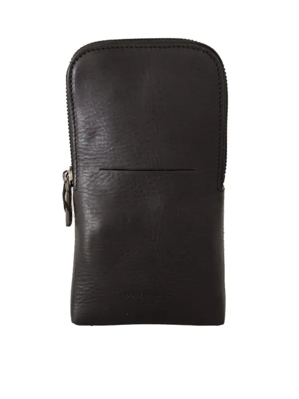 Dolce & Gabbana Black Leather Purse Double Belt Strap Multi Kit Wallet