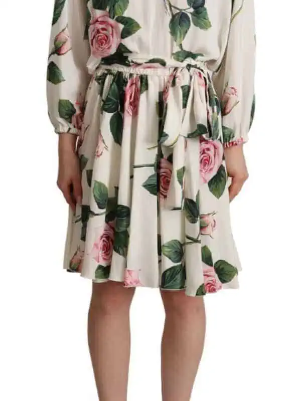 Dolce & Gabbana Elegant Silk Floral A-Line Dress
