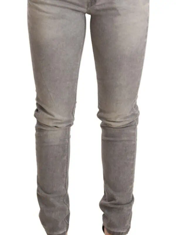 Acht Light Gray Washed Cotton Slim Fit Denim Women Trouser Jeans