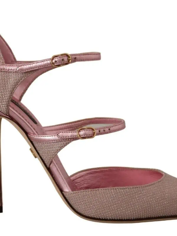Dolce & Gabbana Pink Glittered Strappy Sandals Mary Jane Shoes