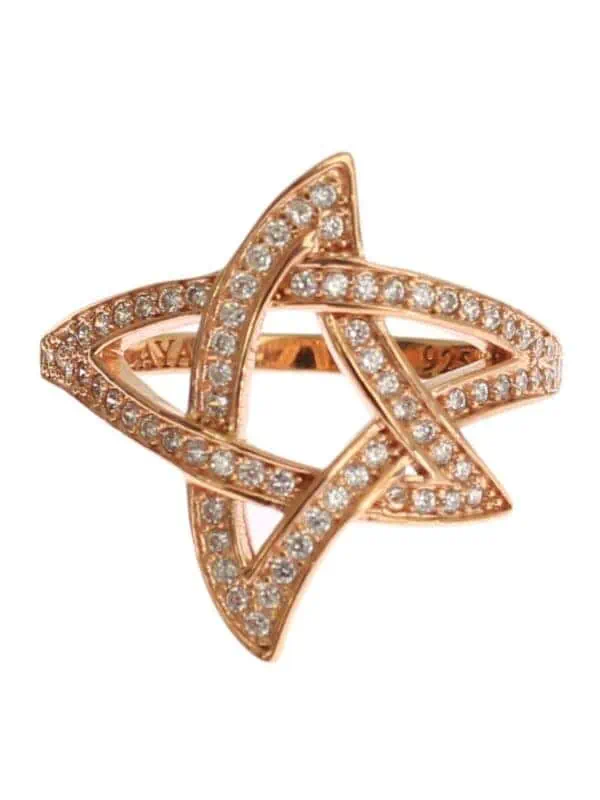 Nialaya Womens Clear CZ Gold 925 Silver Ring