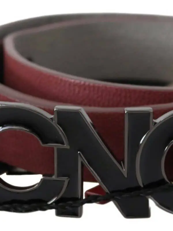 Costume National Maroon Skinny Leather Logo Fashion Belt
