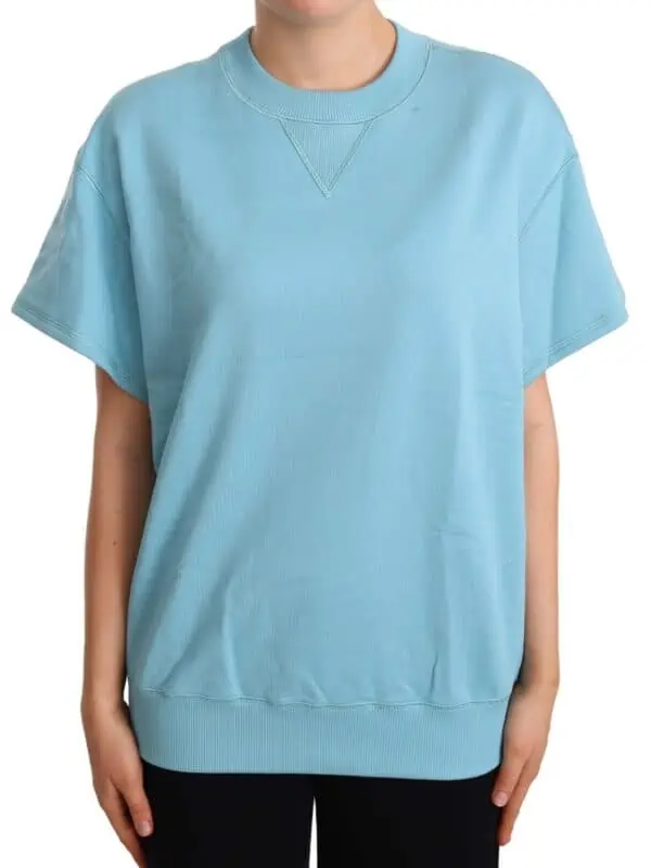 Dolce & Gabbana Blue Cotton Short Sleeves Crew Neck Top