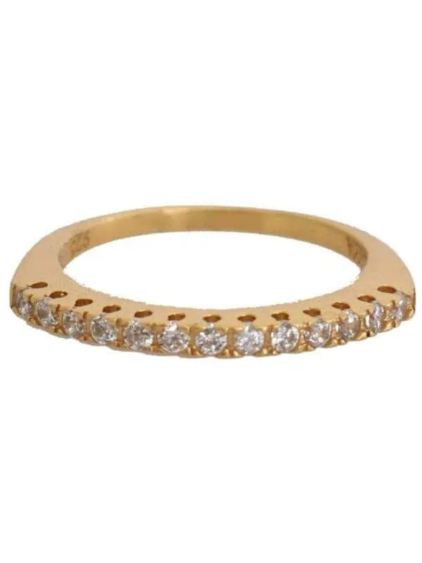 Nialaya Gold Authentic Womens Clear CZ Gold 925 Silver Ring