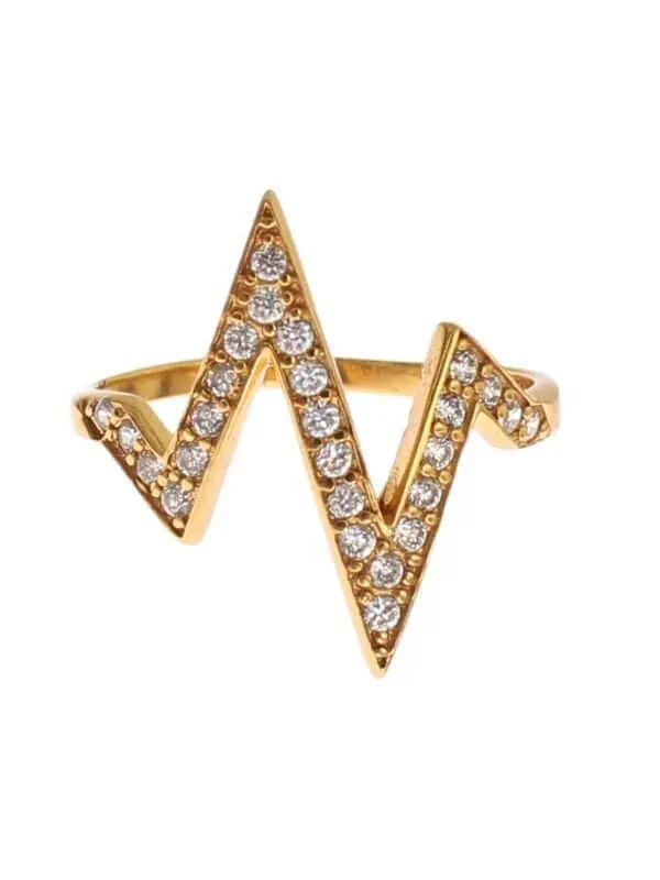 Nialaya Gold 925 Silver Womens Clear CZ 18K Ring