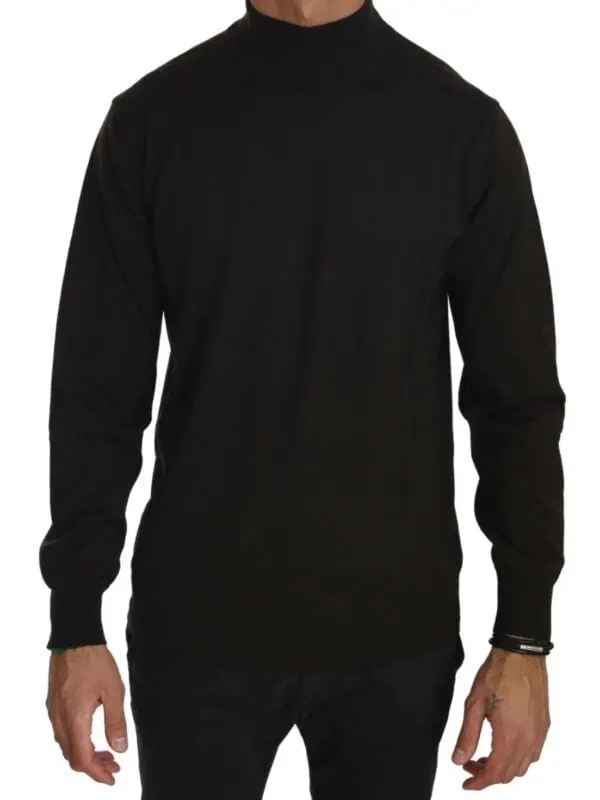 MILA SCHÖN Brown Turtle Neck Pullover Wool Sweater