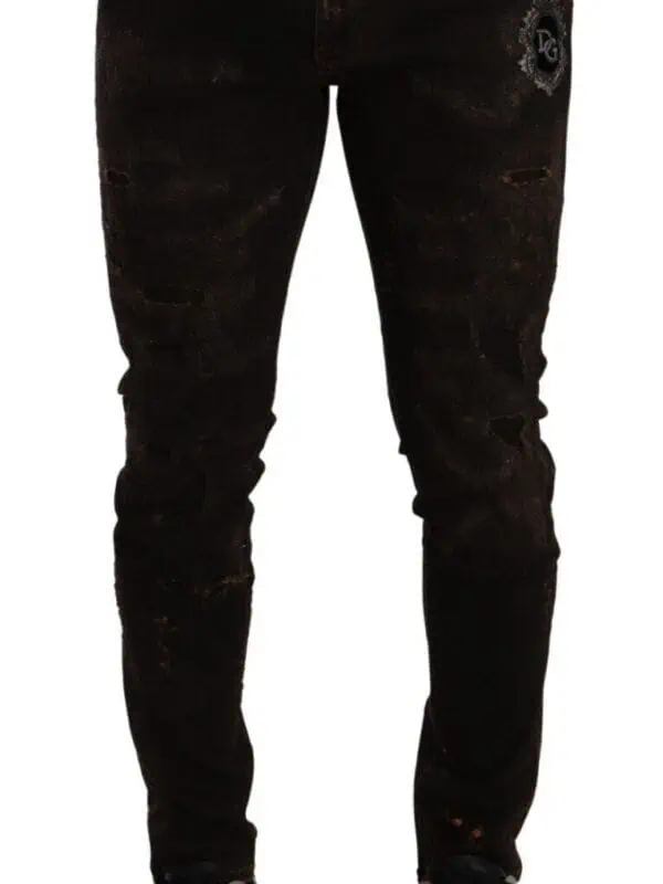 Dolce & Gabbana Brown DG Crown Logo Cotton Skinny Denim Jeans