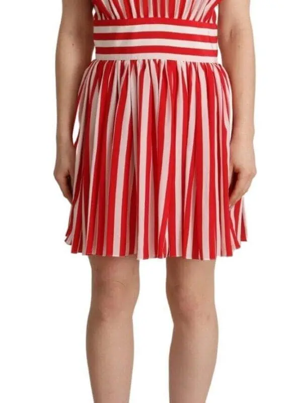 Dolce & Gabbana Elegant Striped Silk A-Line Mini Dress
