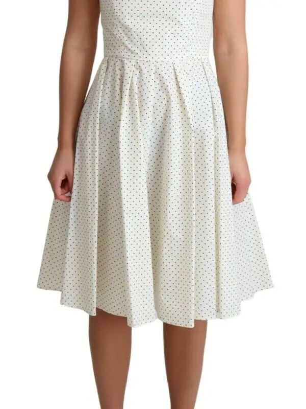 Dolce & Gabbana White Polka Dotted Cotton A-Line Dress