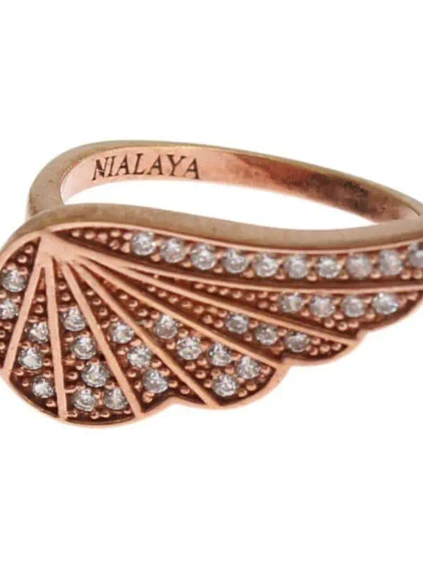 Nialaya Elegant Pink Gold CZ Crystal Ring