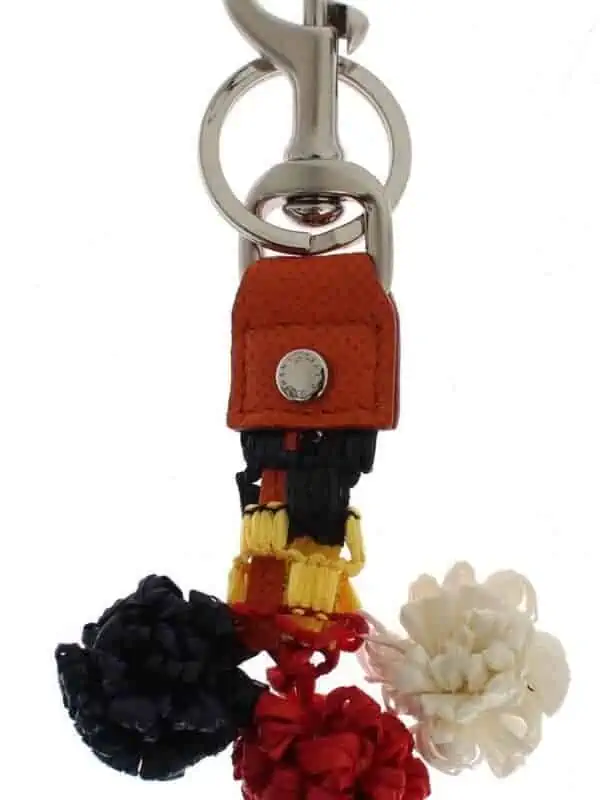 Dolce & Gabbana Multicolor Raffia Leather Clasp Finder Chain Keyring