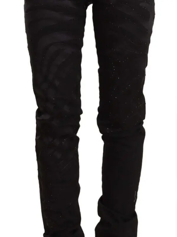 Just Cavalli Black Mid Waist Embellished Skinny Jeans
