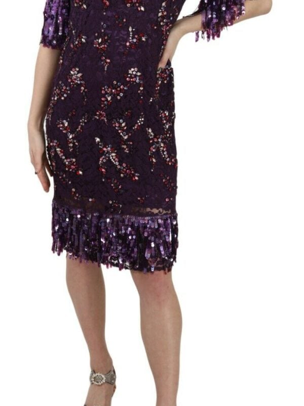Dolce & Gabbana Purple floral lace crystal embedded dress