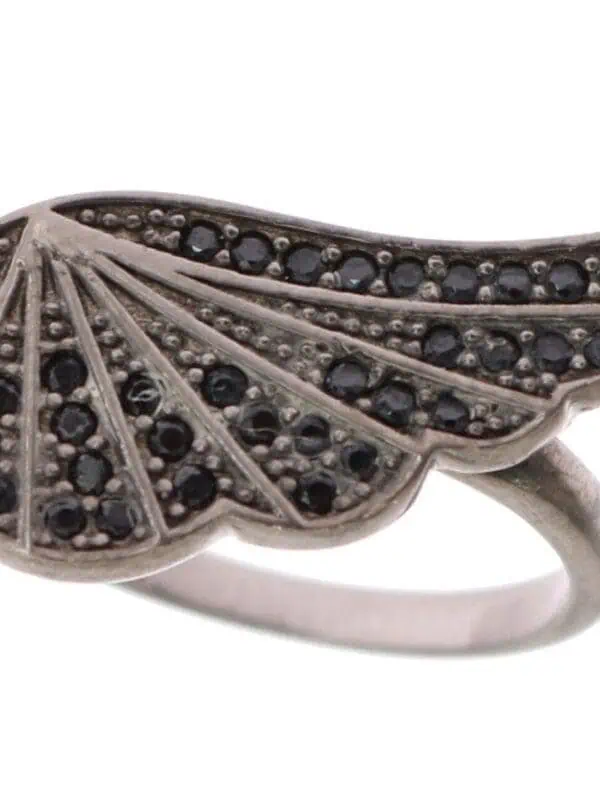Nialaya Silver Womens Black CZ Rhodium 925 Ring