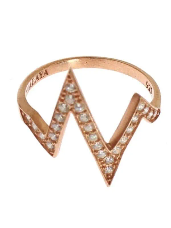 Nialaya Pink Gold 925 Silver Womens Clear Ring