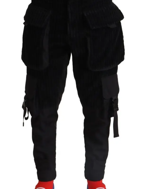 Dolce & Gabbana Black Cotton Skinny Corduroy Cargo Pants