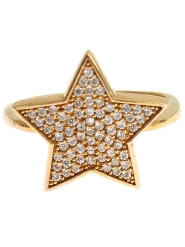 Nialaya Star Gold 925 Silver Womens Clear Ring