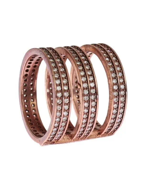Nialaya Gold 925 Silver Clear CZ Pink Ring