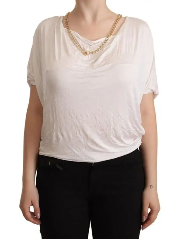 Guess By Marciano Elegant White Gold Chain T-Shirt Top