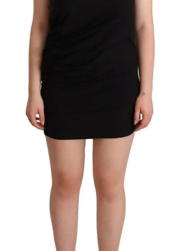 Roberto Cavalli Black Sleeveless Cotton Sheath Mini Dress