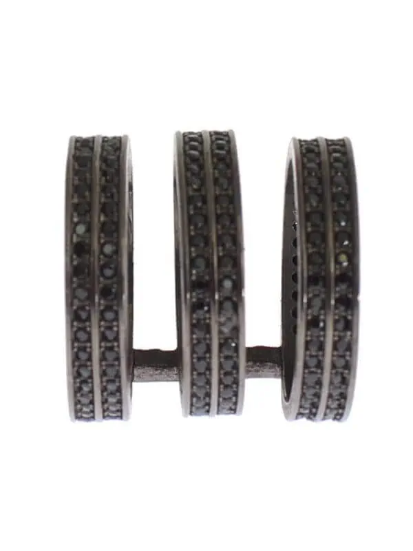 Nialaya Black CZ Rhodium 925 Silver Ring