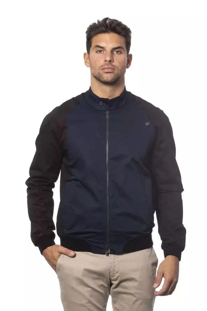 Verri Sleek Blue Cotton Bomber Jacket for Men