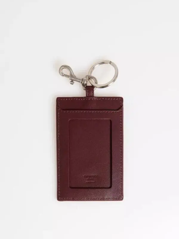 Trussardi Elegant Leather Badge Holder with Key Ring