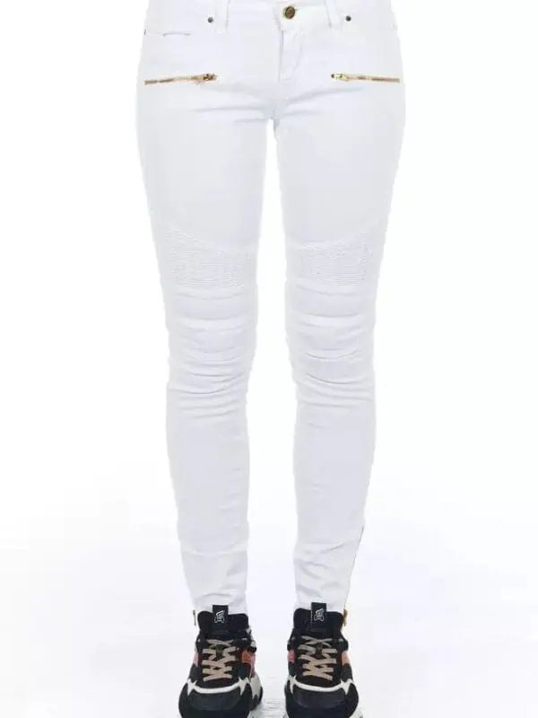 Frankie Morello White Cotton Women Jeans