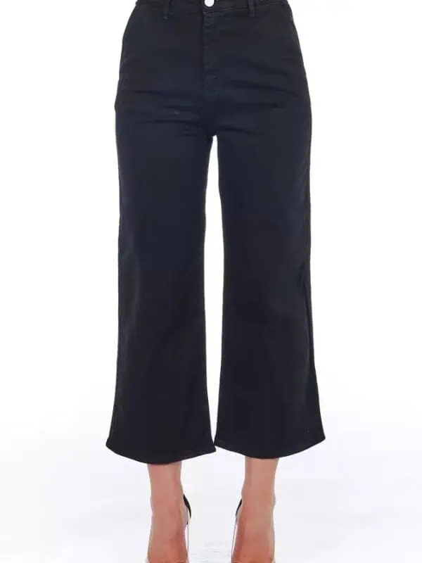 Frankie Morello Black Cotton Women Cropped Trouser