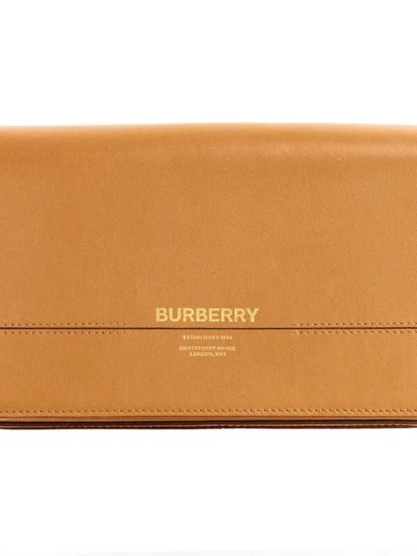 Burberry Grace Small Nutmeg Smooth Leather Flap Crossbody Clutch Handbag Purse