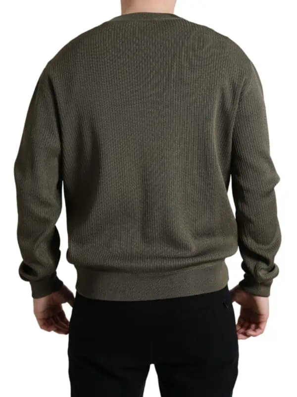 Dolce & Gabbana Green Cotton Crew Neck Men Pullover Sweater
