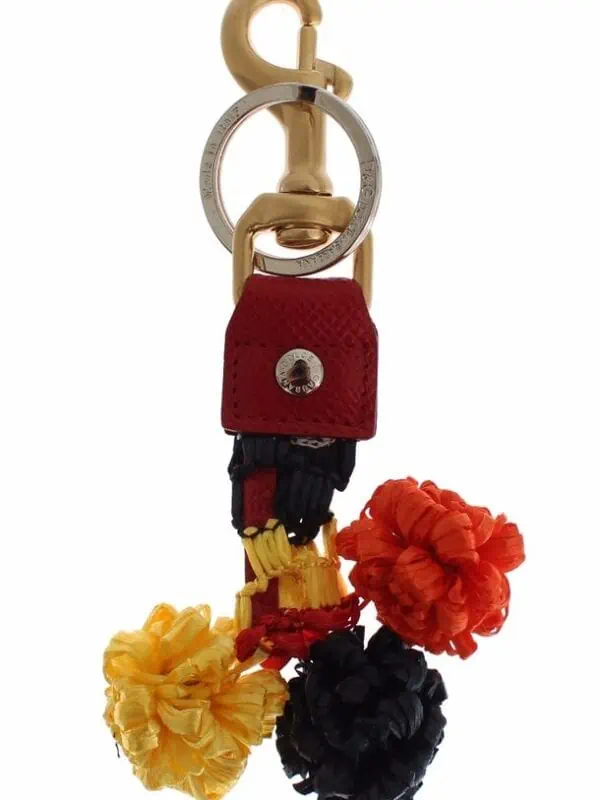 Dolce & Gabbana Chic Multicolor Raffia Leather Keychain