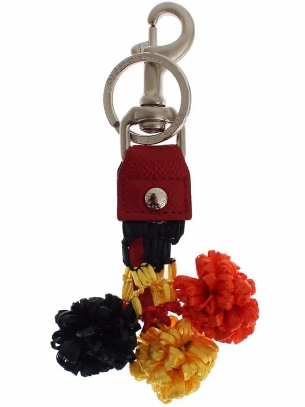 Dolce & Gabbana Multicolor Sicily Raffia Leather Keychain