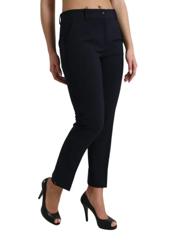 Dolce & Gabbana Blue Mid Waist Tapered Cropped Pants