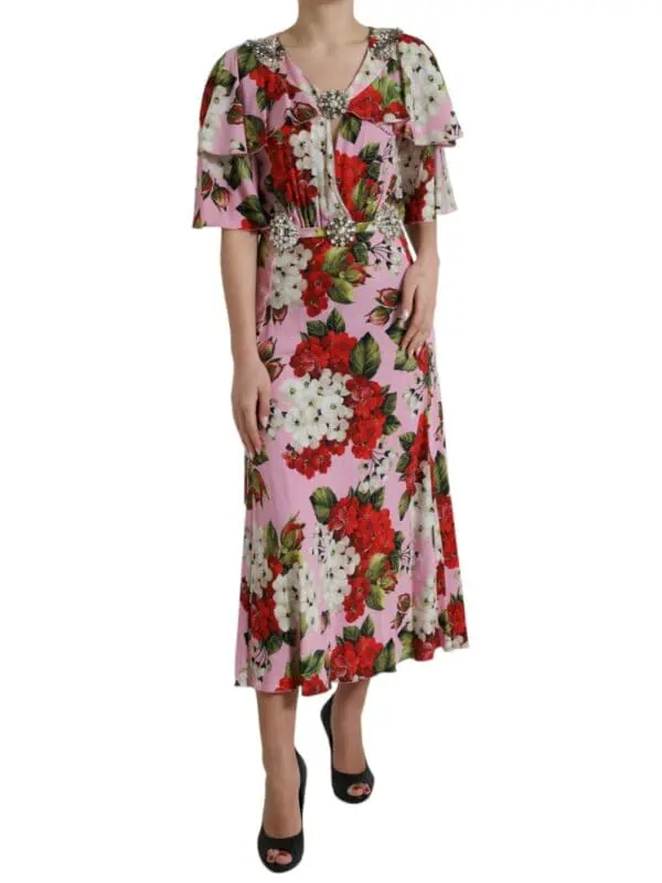 Dolce & Gabbana Multicolor Floral Crystal Embellished A-line Dress