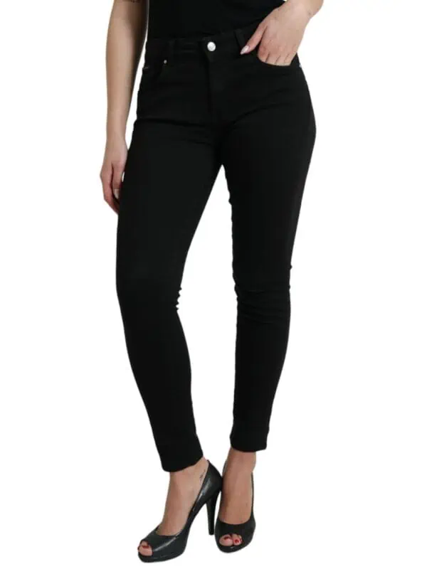 Dolce & Gabbana Black Cotton Mid Waist Skinny Denim Jeans