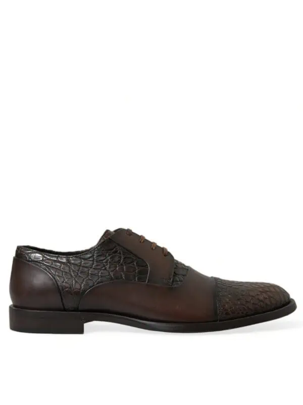 Dolce & Gabbana Brown Exotic Leather Lace Up Oxford Dress Shoes