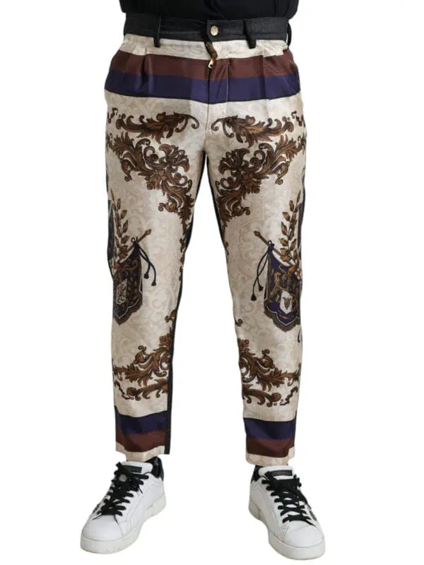 Dolce & Gabbana Multicolor Heraldic Skinny Men Pants
