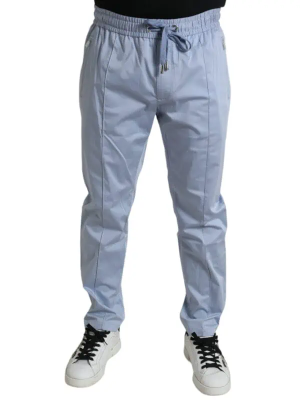 Dolce & Gabbana Light Blue Cotton Stretch Jogger Pants